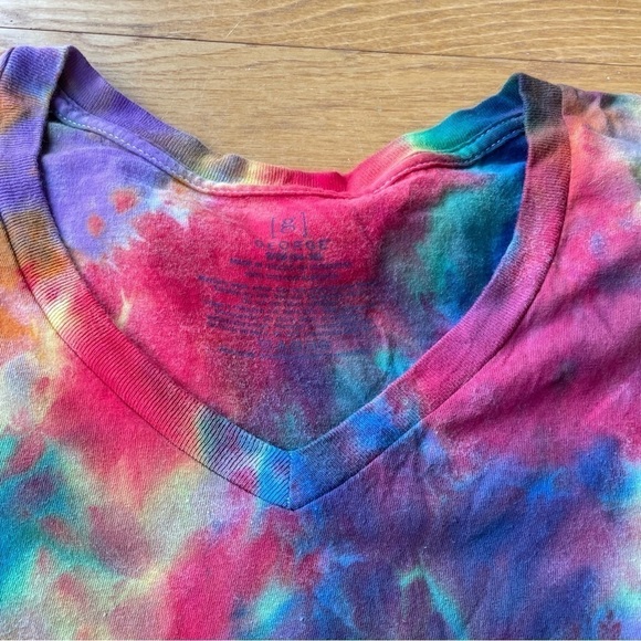 tie dye pride splatter drop galaxy flag short sleeve tee unisex S v-neck rainbow - Picture 5 of 6